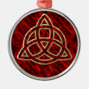 Triquetra Rot-Seide Silbernes Ornament