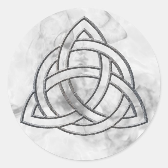 Triquetra Silver Bevel Runder Aufkleber (Vorderseite)