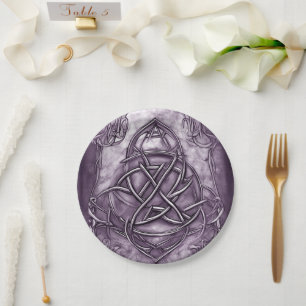 Triquetra Trinity Knot Lavender Lila Imitate Metal Pappteller