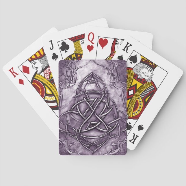 Triquetra Trinity Knot Lavender Lila Imitate Metal Spielkarten (Rückseite)