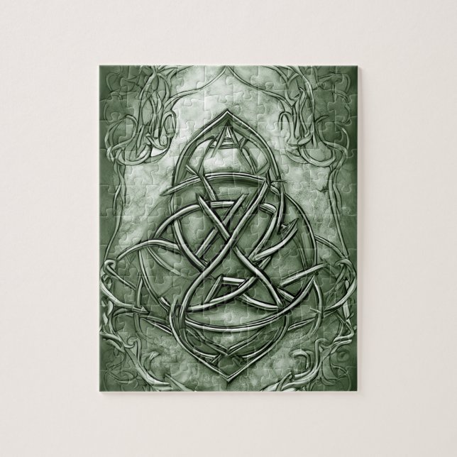 Triquetra Trinity Knot Sage Green Imitats Metallic (Vertikal)