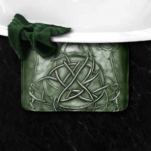 Triquetra Trinity Knot Sage Green Imitats Metallic Badematte