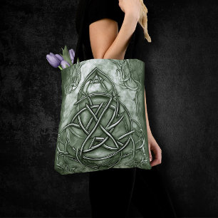 Triquetra Trinity Knot Sage Green Imitats Metallic Tasche