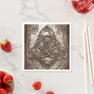 Triquetra Trinity Knot Sepia Imitats Metallic Tin Serviette