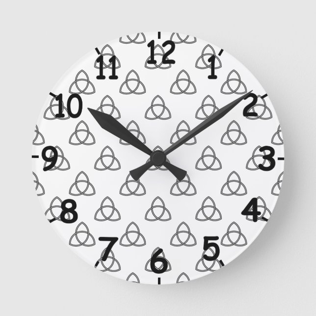 Triquetra Vesica-Symbol Runde Wanduhr (Vorderseite)