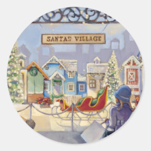 Trish Biddle Santa's Villiage Runder Aufkleber