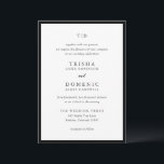 Trisha Black and White Modern Wedding Einladung<br><div class="desc">Moderne Hochzeitseinladungen mit einem sauberen Design mit Serif- und Script-Schriftart.</div>