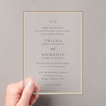 Trisha Earthy Neutral Modern Wedding Acryleinladungen<br><div class="desc">Moderne Hochzeitseinladungen mit einem sauberen Design mit Serif- und Script-Schriftart.</div>