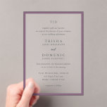 Trisha Lila Moderne Hochzeit Acryleinladungen<br><div class="desc">Moderne Hochzeitseinladungen mit einem sauberen Design mit Serif- und Script-Schriftart.</div>