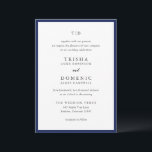 Trisha Navy Blue Modern Wedding Einladung<br><div class="desc">Moderne Hochzeitseinladungen mit einem sauberen Design mit Serif- und Script-Schriftart.</div>