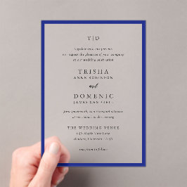 Trisha Royal Blue Modern Wedding Acryleinladungen
