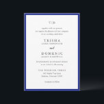 Trisha Royal Blue Modern Wedding Einladung<br><div class="desc">Moderne Hochzeitseinladungen mit einem sauberen Design mit Serif- und Script-Schriftart.</div>