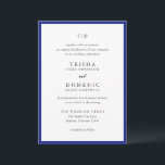 Trisha Royal Blue Modern Wedding Einladung<br><div class="desc">Moderne Hochzeitseinladungen mit einem sauberen Design mit Serif- und Script-Schriftart.</div>