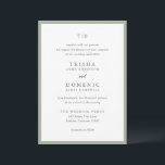 Trisha Sage Green Moderne Hochzeit Einladung<br><div class="desc">Moderne Hochzeitseinladungen mit einem sauberen Design mit Serif- und Script-Schriftart.</div>