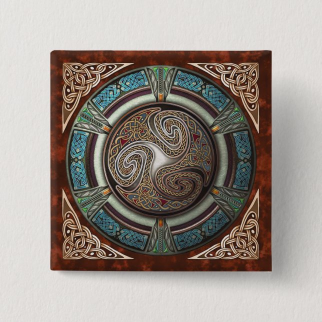 Triskelion quadratischer Knopf Button (Vorderseite)
