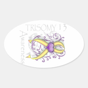 Trisomy 13 Bewusstsein Ovaler Aufkleber
