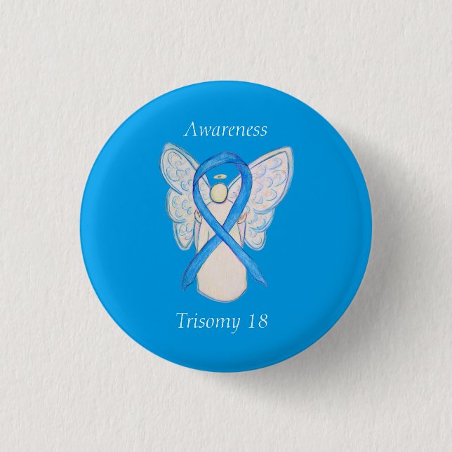 Trisomy 18 Awareness Angel Ribbon Art Button (Vorderseite)