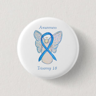 Trisomy 18 Awareness Angel Ribbon Art Button