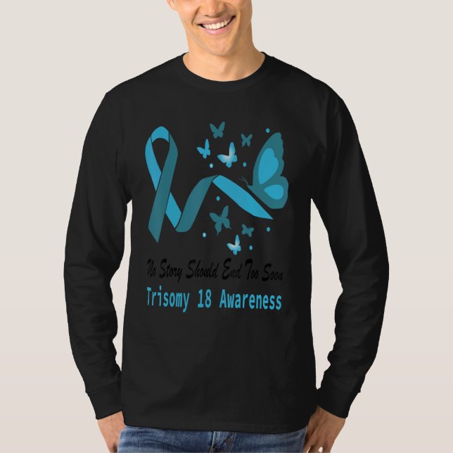 Trisomy 18 Awareness Butterfly Support Light Blue  T-Shirt (Vorderseite)