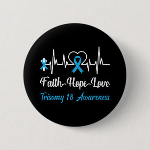Trisomy 18 Awareness Heartbeat Christlich Cross Fa Button