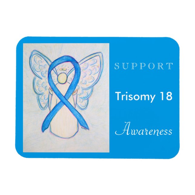 Trisomy 18 Awareness Ribbon Angel Magnet (Horizontal)