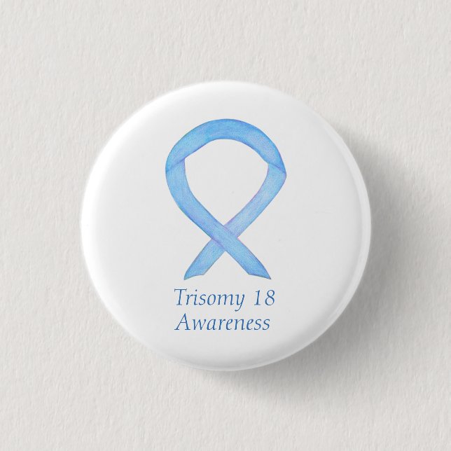 Trisomy 18 Awareness Ribbon Custom Art Button (Vorderseite)