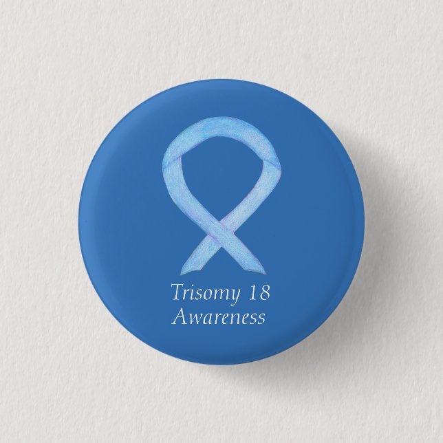 Trisomy 18 Awareness Ribbon Custom Art Button (Vorderseite)