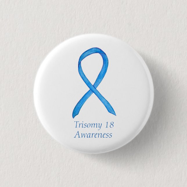 Trisomy 18 Awareness Ribbon Custom Art Button (Vorderseite)