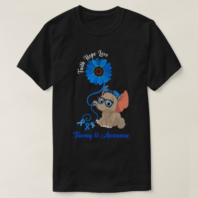 Trisomy 18 Bewusstsein Elephant Faith Hope Liebe S T-Shirt (Design vorne)