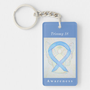 Trisomy 18 Blue Awareness Ribbon Angel Schlüsselan Schlüsselanhänger