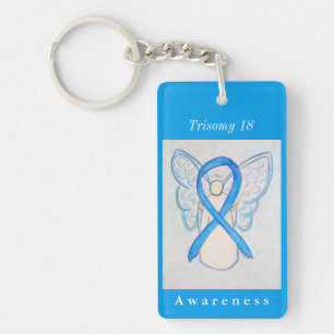 Trisomy 18 Blue Awareness Ribbon Angel Schlüsselan Schlüsselanhänger