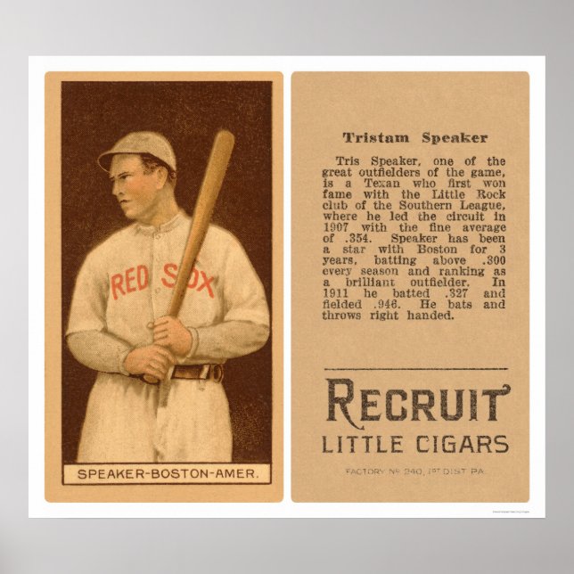 Tristam Lautsprecher Red Sox Baseball 1912 Poster (Vorne)