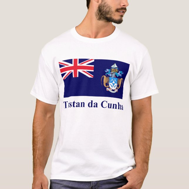 Tristan DA Cunha Flagge mit Namen T-Shirt (Vorderseite)