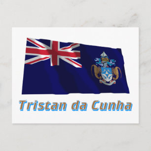 Tristan da Cunha Wave Flag mit Name Postkarte