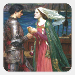 Tristan und Isolde durch John William Waterhouse Quadratischer Aufkleber