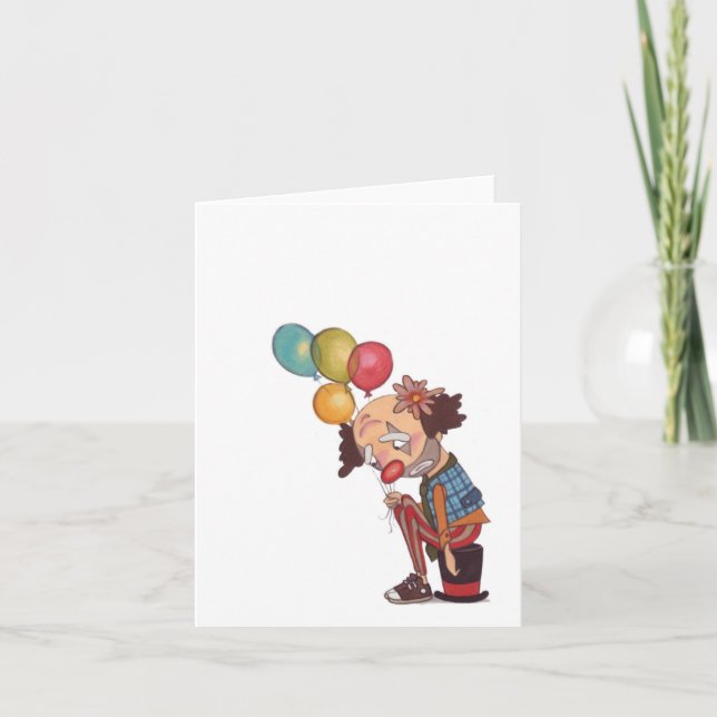 triste carte pour notes d'anniversaire clown (Devant)