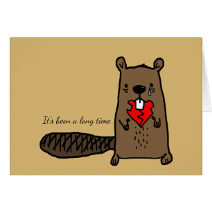 Triste Castor Cartoon Avec Coeur Gnawed Et Texte P
