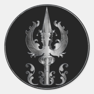 Trisula - Trident von Shiva Runder Aufkleber