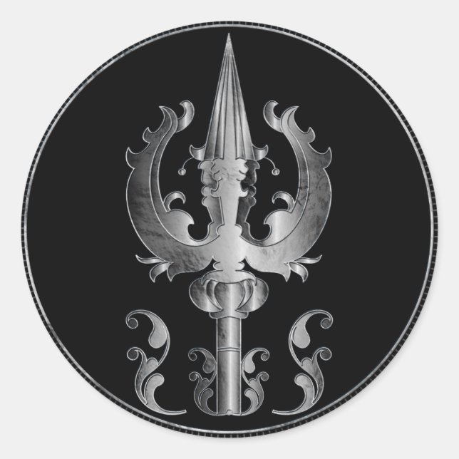 Trisula - Trident von Shiva Runder Aufkleber (Vorderseite)