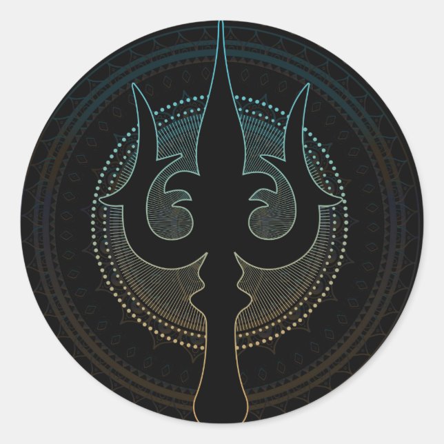 Trisula - Trident von Shiva Runder Aufkleber (Vorderseite)