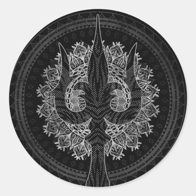 Trisula - Trident von Shiva Runder Aufkleber (Vorderseite)
