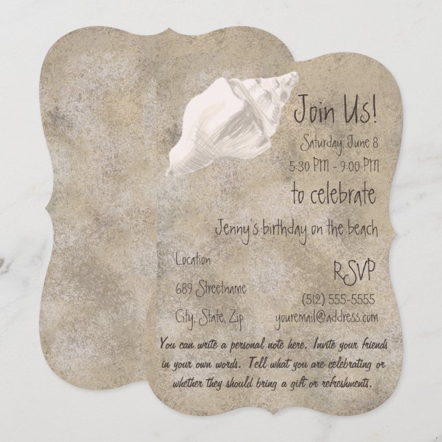 Tritonshorn-Muschel-Party Einladung (Vorne/Hinten)