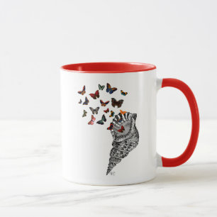 Tritonshorn-Muschel und Schmetterlinge 2 Tasse