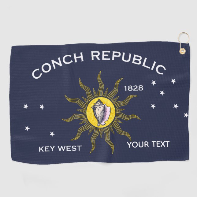 Tritonshorn-Republik Key West Ihr Text Golfhandtuch (Horizontal)