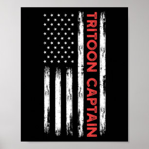 Tritoon Captain Patriotic Boat Captain and Boot Poster