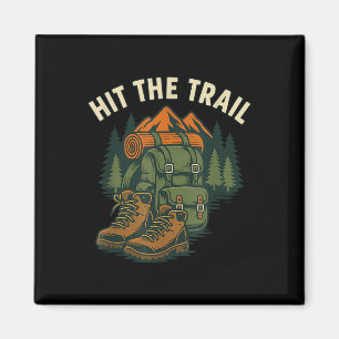 Tritt den Wanderweg-Wander-Rucksack-Stiefel Grafik Magnet