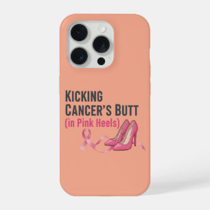 Tritt Krebs in rosa Absätzen Sassy Überlebende iPhone 15 Pro Hülle