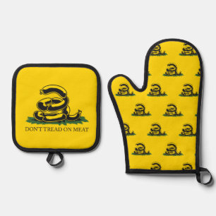 Tritt nicht auf Fleisch lustige Gadsden-Flagge Par Ofenhandschuh & Topflappen-Set