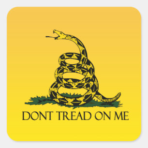 Tritt nicht auf mich, gelbe Gadsden-Flagge Quadratischer Aufkleber