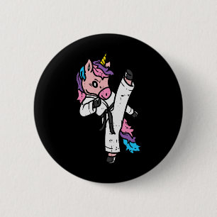 Trittendes Einhorn Martial Arts Süße Karate Taekwo Button